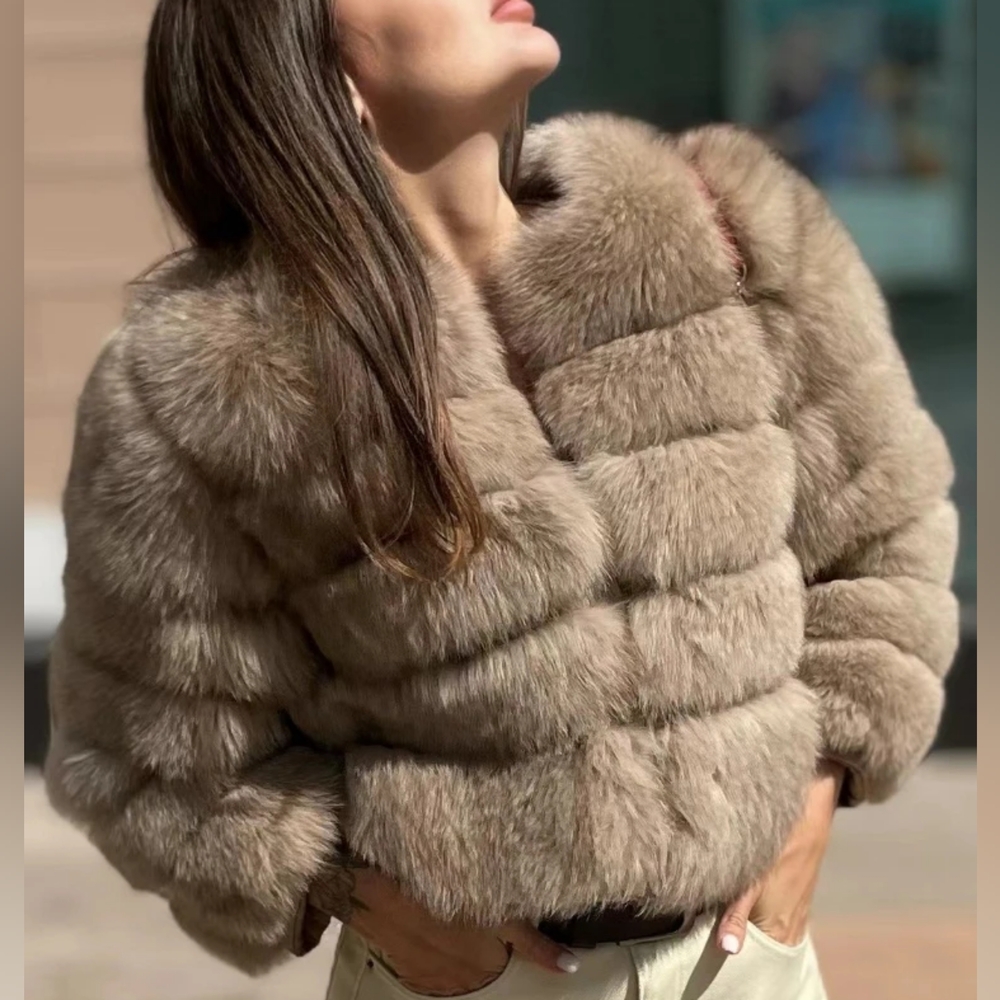 Real Fox Fur Coat Winter Jacket Women Natural Fox Fur Raccoon